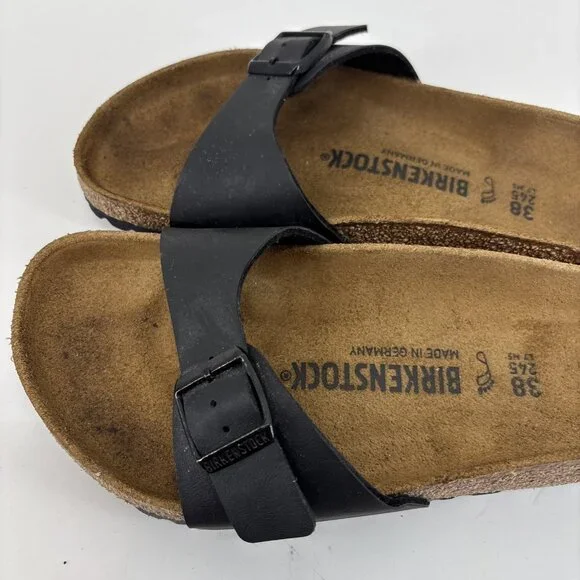 Birkenstock Madrid Birko-Flor Sandals Adjustable Sz US 8 EU 38Black Womens - Picture 8 of 14